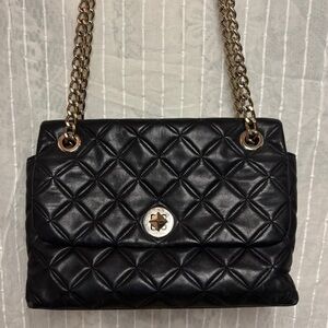 Kate Spade WKRU7076 Natalia Black Medium Flap Shoulder Bag